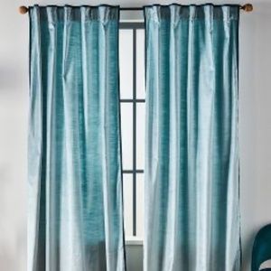 Set of 2 - Anthropologie Adelina Velvet Curtain Sky